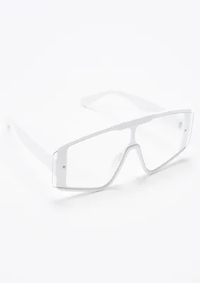 White Frame Shield Sunglasses