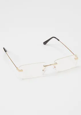 Gold Rimless Square Lens Readers