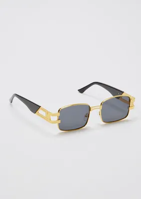 Gold Double Arm Rectangle Lens Sunglasses