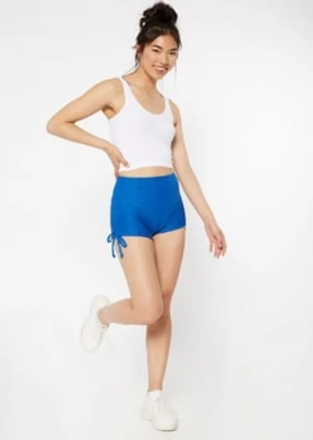 Rue21 Blue Drawstring Side Ruched Back Honeycomb Shorts