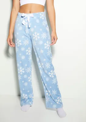 Light Blue Snowflake Plush Pajama Pants