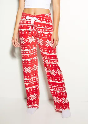 Red Reindeer Plush Pajama Pants