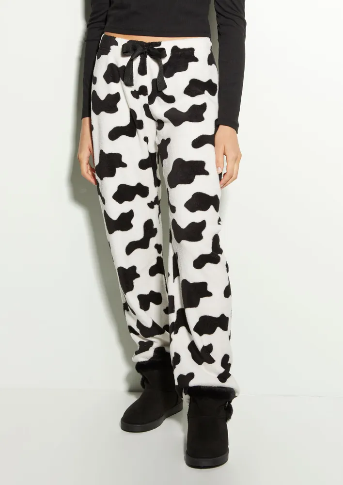 Rue21 White Cow Print Plush Pajama Pants