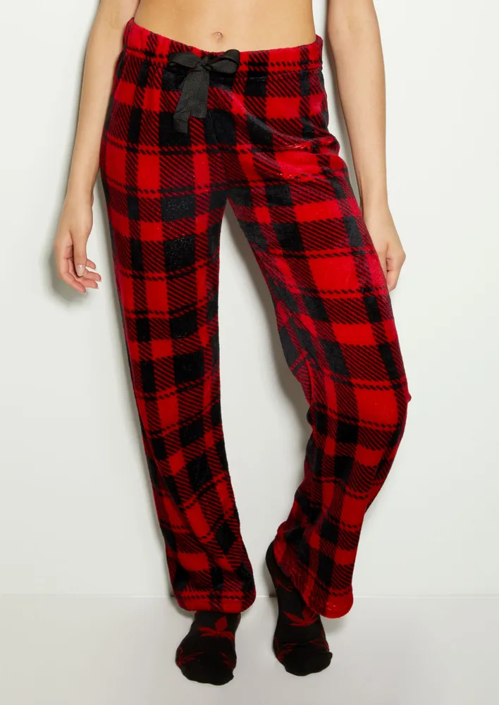 Rue21 Red Buffalo Plaid Plush Pajama Pants