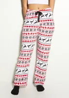 Fair Isle Reindeer Plush Pajama Pants