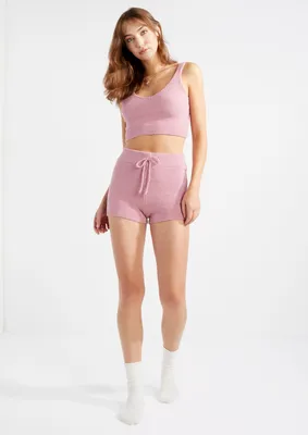 Light Pink Teddy Knit Shorts