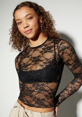 Long Sleeve Floral Lace Top