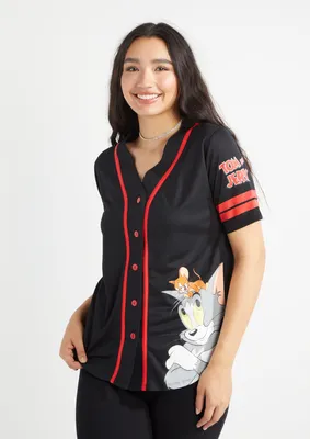 Tom And Jerry Graphic Baseball Jersey
