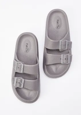 Light Gray Double Buckle Sandals