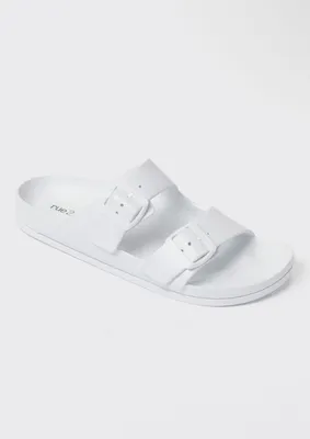White Monochrome Double Buckle Strap Sandals