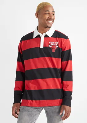 Striped Chicago Bulls Embroidered Rugby Top