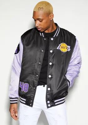 Colorblock Lakers Graphic Bomber Jacket