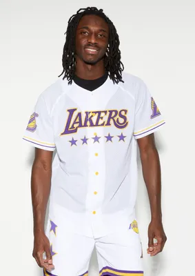 White Lakers Star Graphic Baseball Jersey