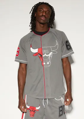 Gray Chicago Bulls Graphic Baseball Jersey