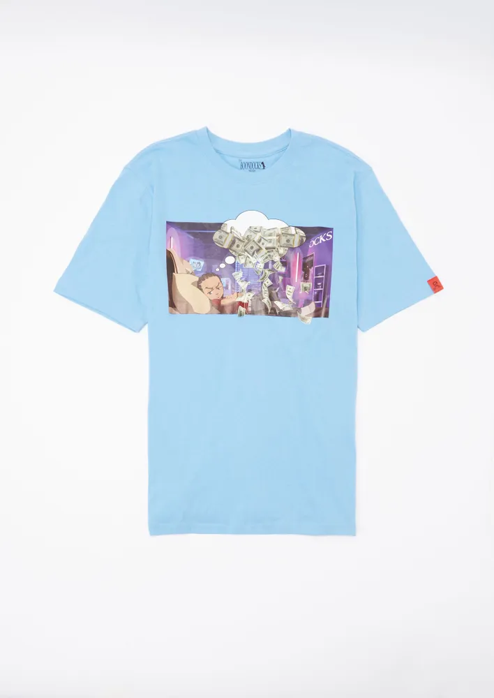 graphic light blue tee