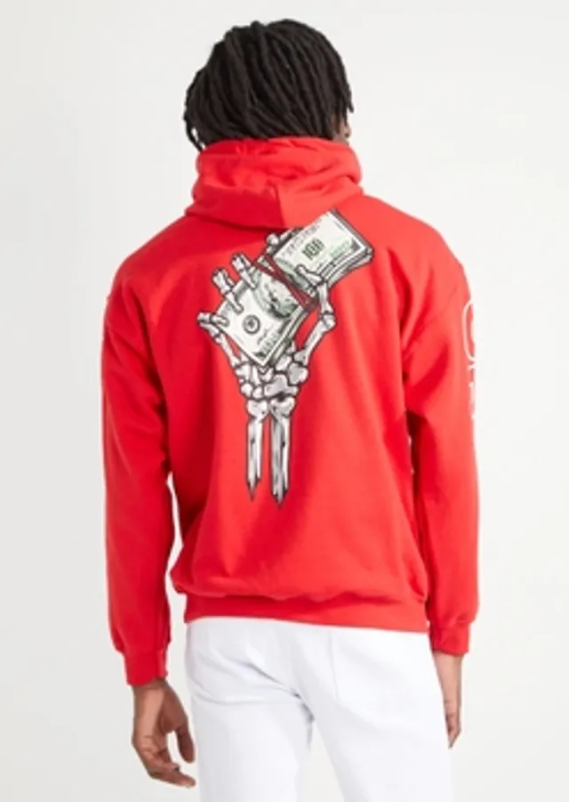 Rue21 Red Trap Skeleton Hand Graphic Hoodie