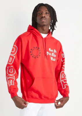 Red Trap Skeleton Hand Graphic Hoodie