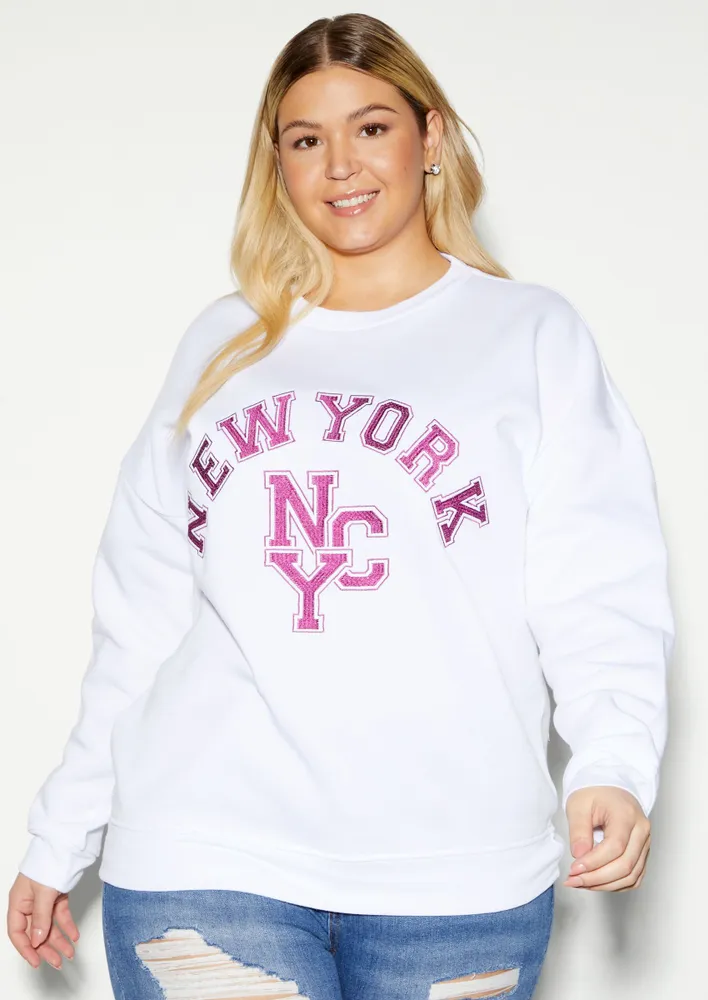 Rue21 Plus New York Embroidered Crew Neck Sweatshirt