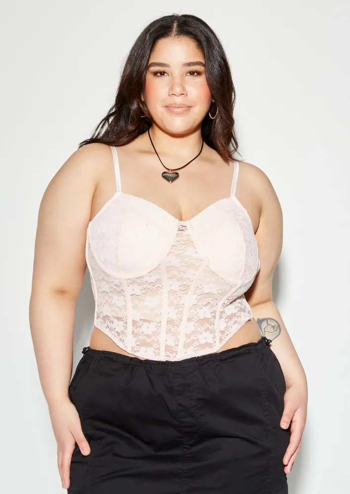Plus Pink Structured Corset Top, Plus Size