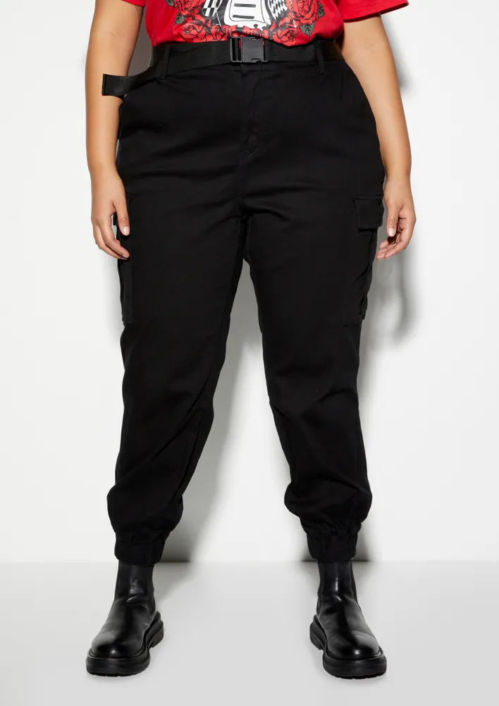 Belted Cargo Parachute Pants