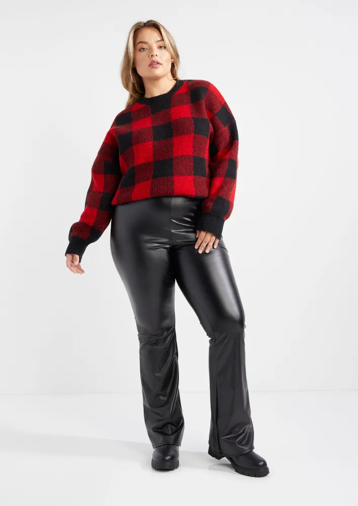 Rue21 Plus Black Faux Leather Fit And Flare Leggings