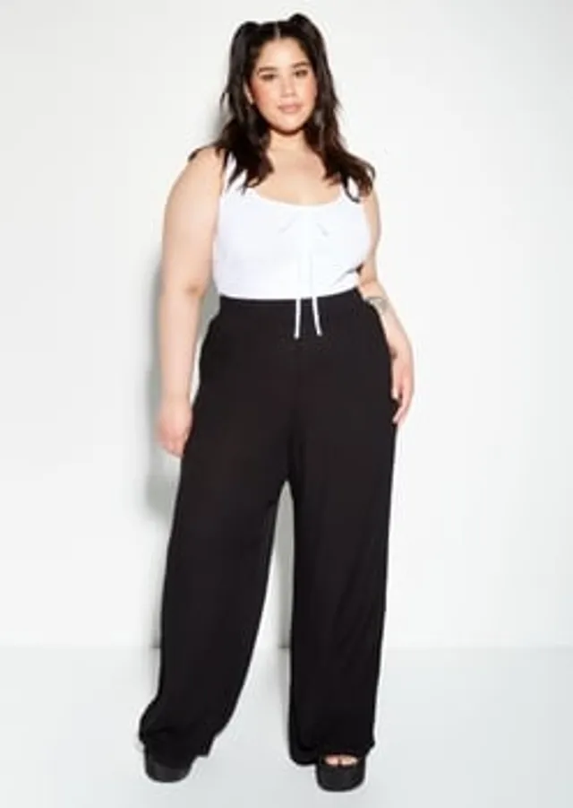 Rue21 Plus Black Chain Belt Flare Pants