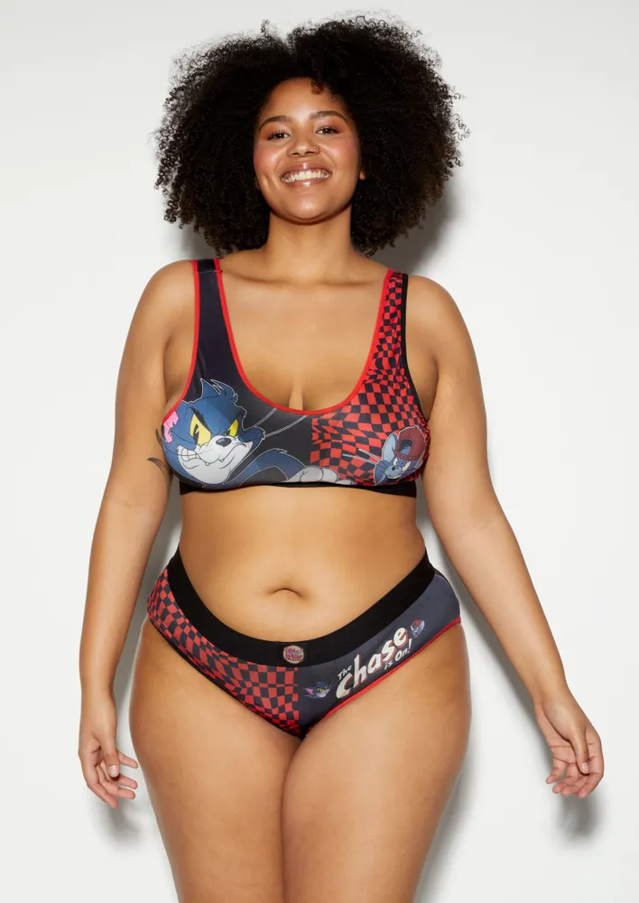 Rue21 2-Piece Plus Checkered Tom And Jerry Lingerie Set