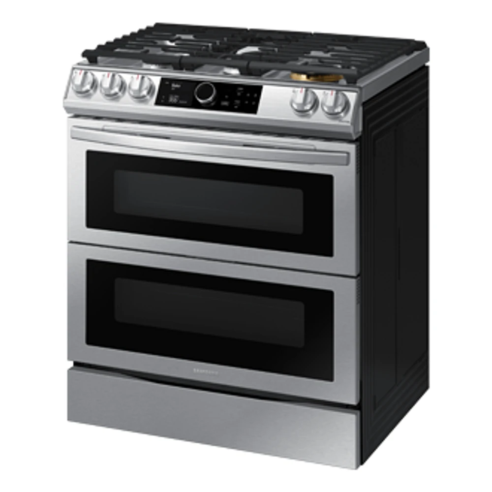 30" 6.3 cu. Ft. Smart Dual Fuel Slide-in True Convection Range with Smart Dial, Flex Duo™ & Air Fry I Samsung Canada