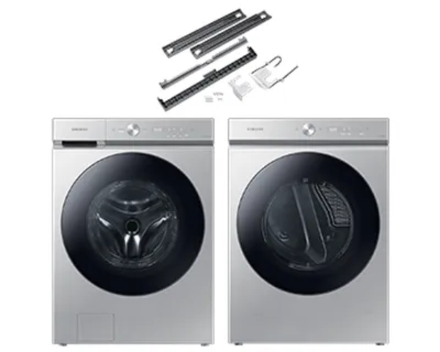 BESPOKE 8700 Front Load Washer & Dryer with Stacking Kit: Silver | Samsung Canada