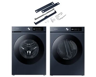 BESPOKE 6700 Front Load Washer & Dryer with Stacking Kit: Navy | Samsung Canada