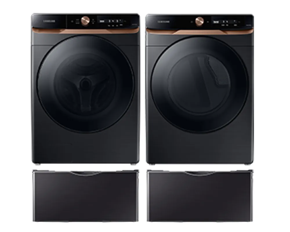 6500 Front Load Washer & Dryer with Pedestals: Black | Samsung Canada