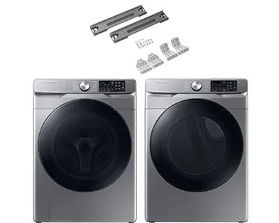 6300 Front Load Washer & Dryer with Stacking Kit: Platinum | Samsung Canada