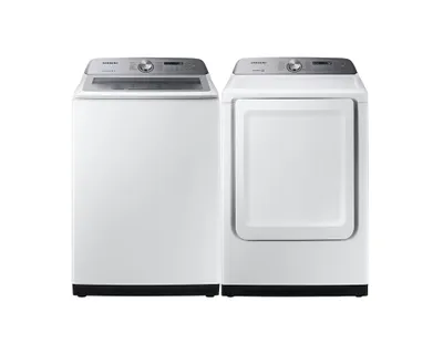 5.8 Cu.Ft. Top Load Washer with EZ Access Drum and 7.4 Cu.Ft. Electric Dryer with Energy Star Certification Pair | Samsung Canada