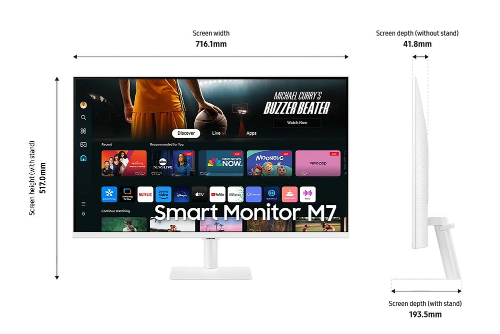 Inch Smart Black UHD Monitor M7 M70D (2024) | Samsung Canada