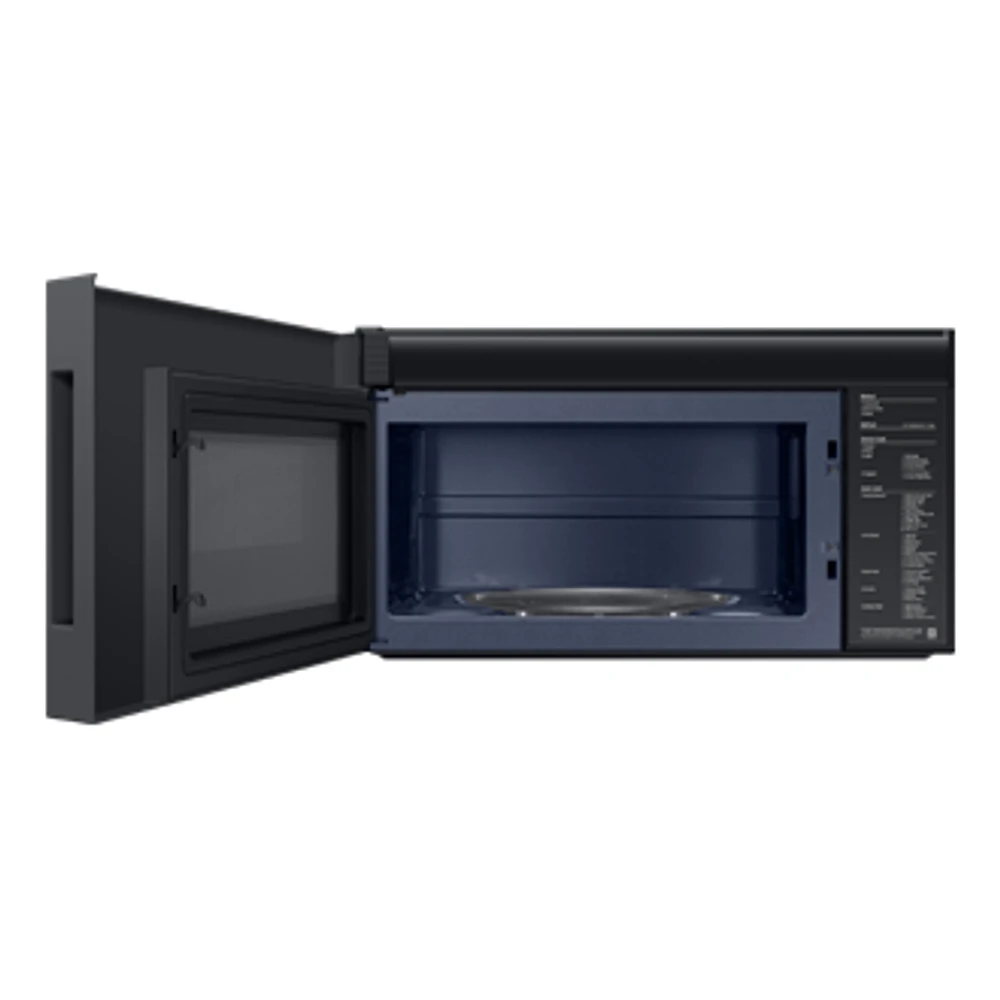 2.1 cu. ft. Over-the-Range Microwave with Edge to Edge Glass Display in Matte Black Steel | Samsung Canada