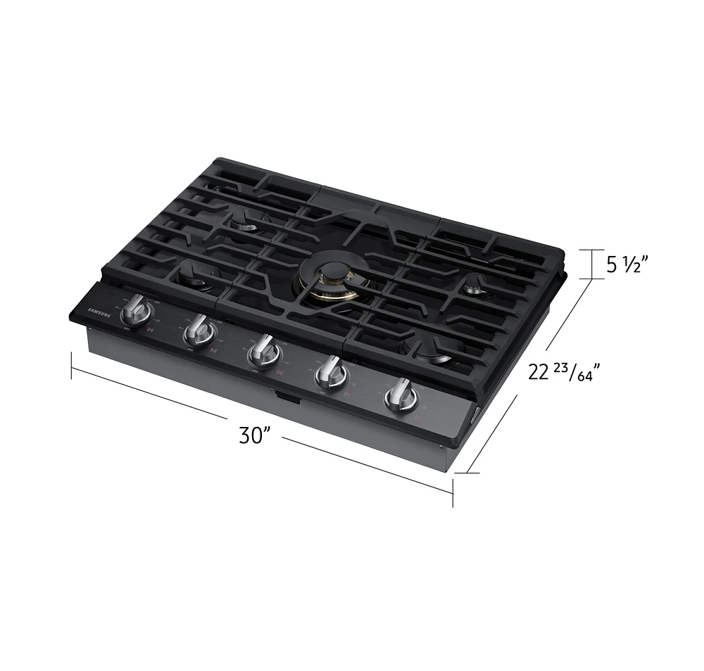 30" Smart Gas Cooktop with 22K BTU Dual Power Burner | Samsung Canada