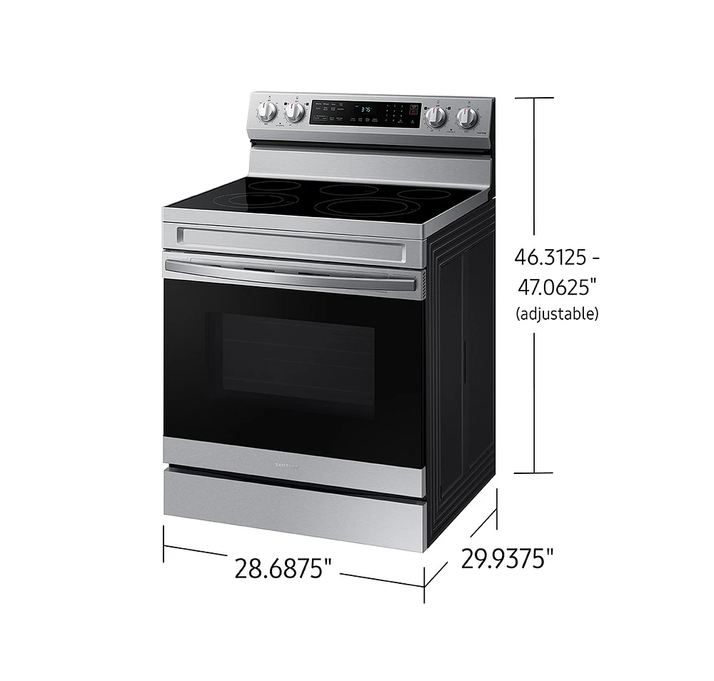 30" 6.3 cu. Ft. Smart Electric Freestanding Fan Convection Range with Air Fry | Samsung Canada