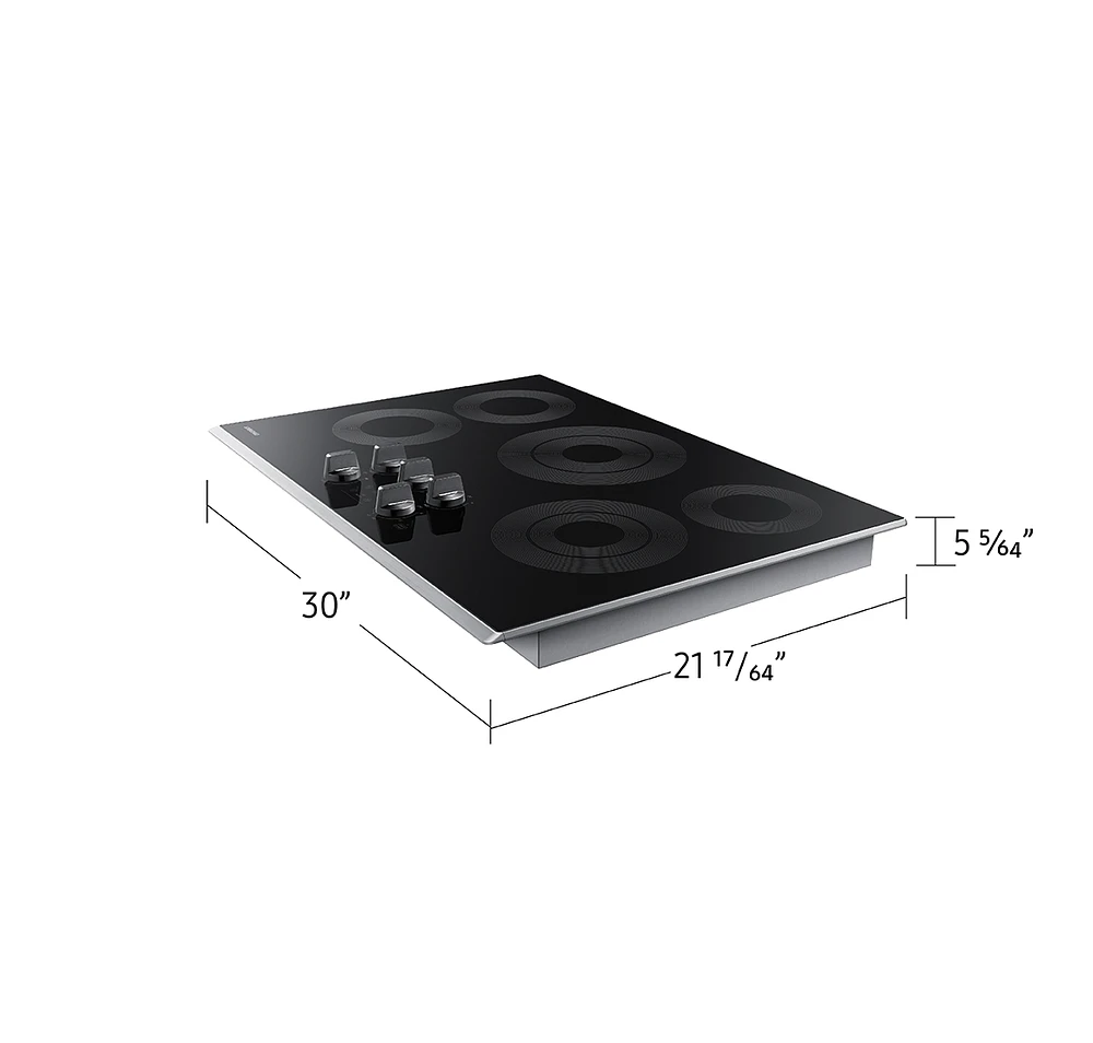 30" 5-Element Smart Electric Cooktop with Knob Controls | Samsung CA