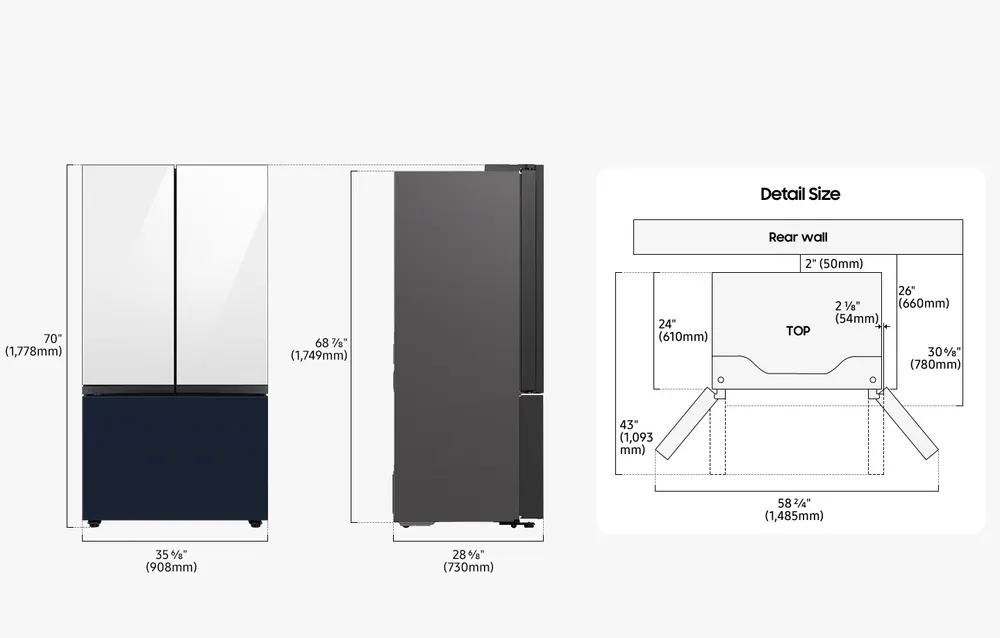36" BESPOKE Counter-Depth 3 Door French Door Refrigerator with Autofill Pitcher | Samsung Canada