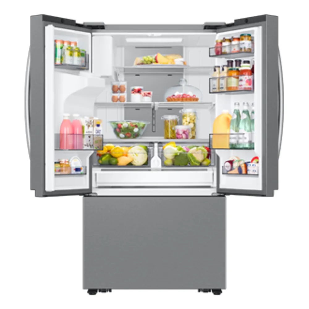 36" 3-Door French Door Counter Depth Refrigerator with External Ice and Water Dispenser and Dual Auto Ice Maker in freezer Stainless Steel | Samsung Canada