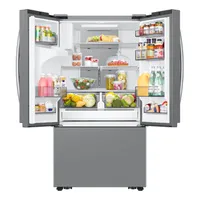 36" 3-Door French Door Counter Depth Refrigerator with External Ice and Water Dispenser and Dual Auto Ice Maker in freezer Stainless Steel | Samsung Canada