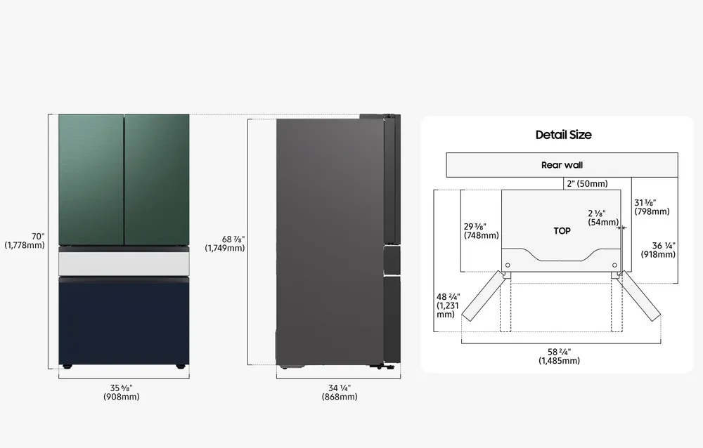 36" BESPOKE 4 Door French Door Refrigerator with Beverage Center | Samsung Canada