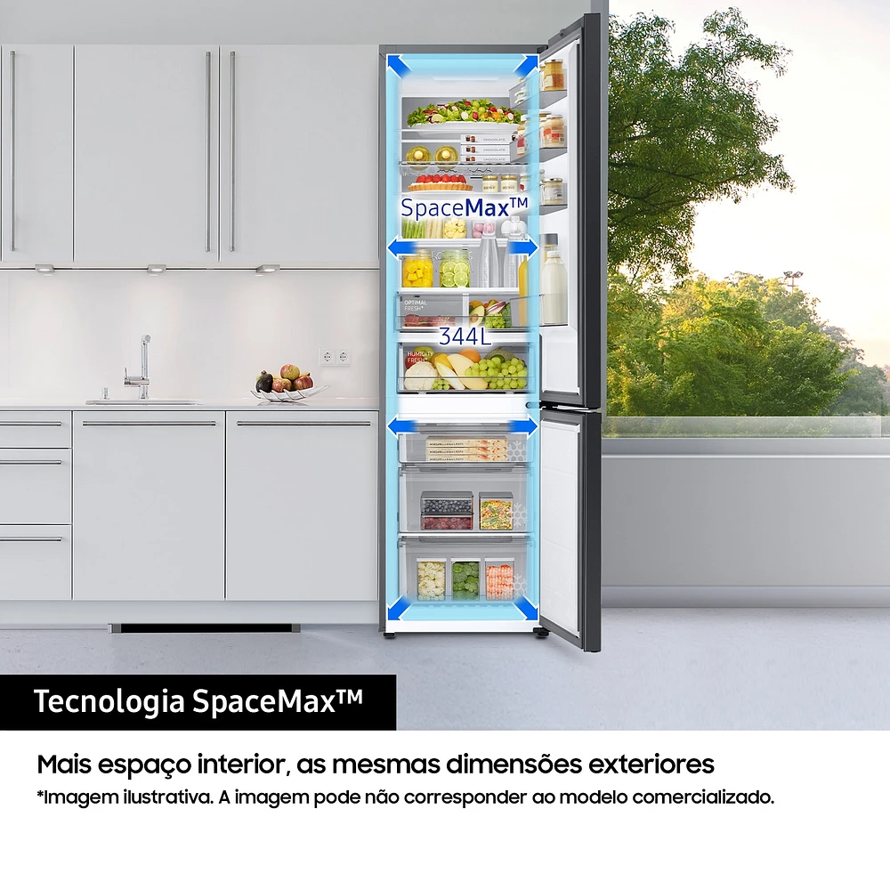 Frigorífico Combinado RB34C600CSA (No Frost - Wi-Fi - Alt. 1.85m - 344L - Look Inox) Prateado | Samsung Portugal