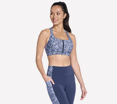 GO WALK Indigo Paisley Zip Front Bra