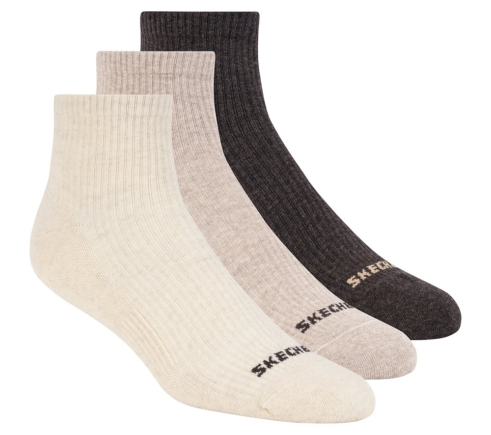 3 Pack Men's Lifestyle Quarter Ribbed Socks
