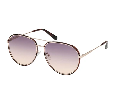 Rounded Metal Aviator Sunglasses