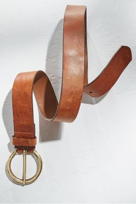Circle Buckle Leather Belt