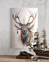 Deer Dream | Native American Art Animal Drawings Boho Wall Canvas Antlers Metal Prints Cabin and Vacation Home Decor
