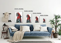 Red Cardinal Chief | Native American Art Animal Drawings Boho Wall Bird Prints Canvas Metal Cabin and Vacation Decor