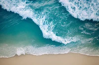 Shoreline Aerial | Ocean Waves Beach Wall Art Photograph Sand Canvas Prints Metal Home and Office Decor